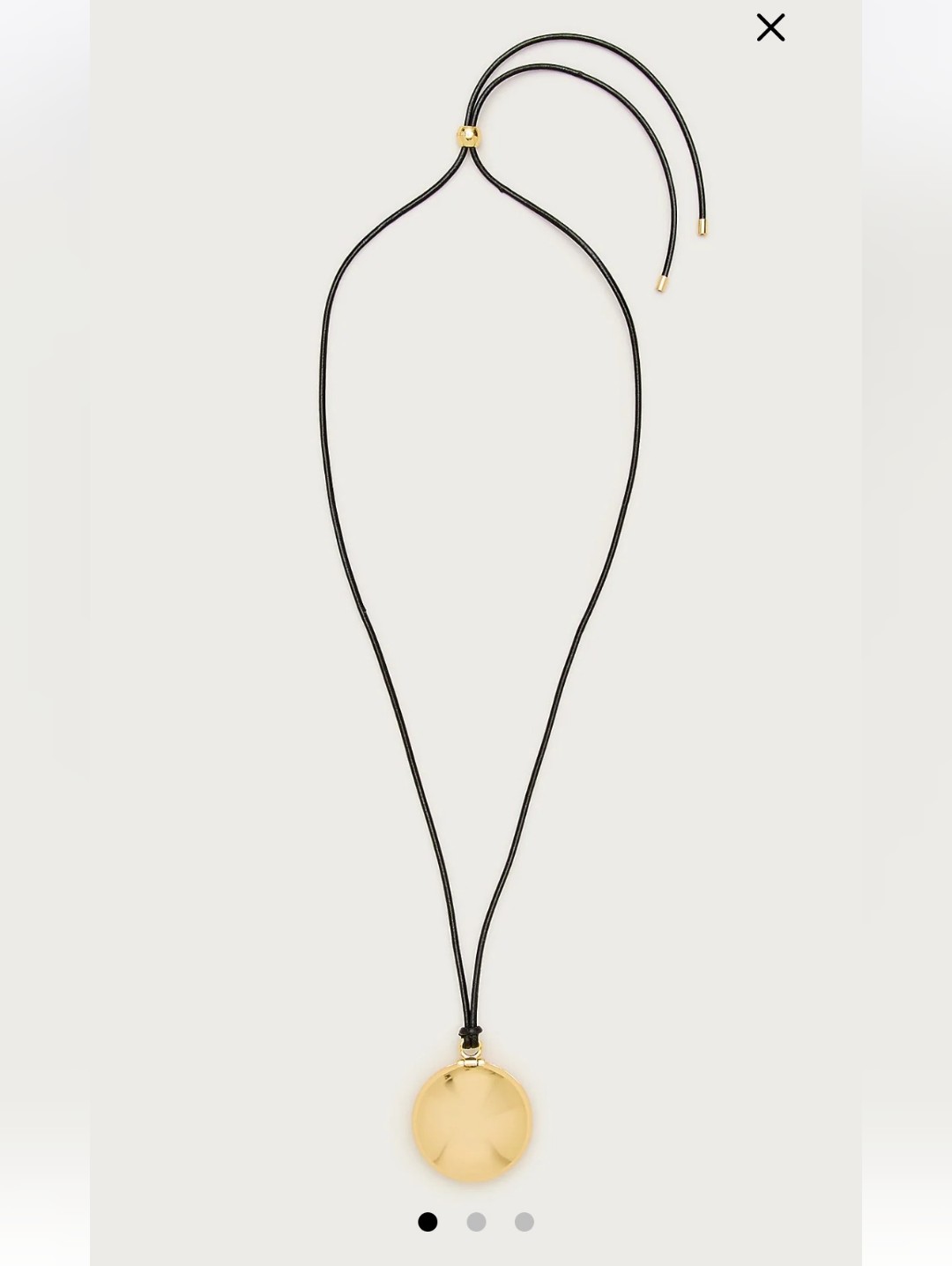 J.Crew Mirror Compact Pendant Necklace Shiny Matte Gold Leather $70